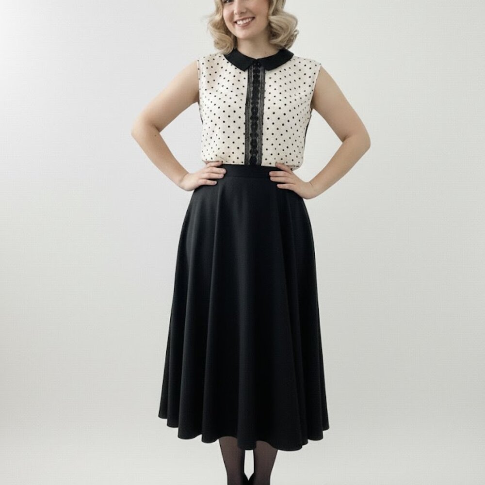 Vintage - Retro Style - Sheer - Polka Dot - 60s Style - Lace - Blouse / Top - M